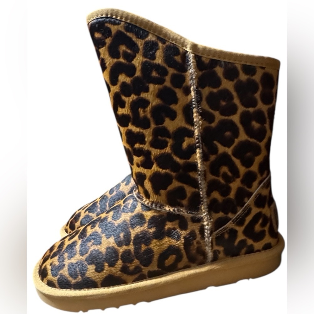 Australia Luxe Collective Cosy Short Leather Leopard Boot Calf Hair Size 9/40